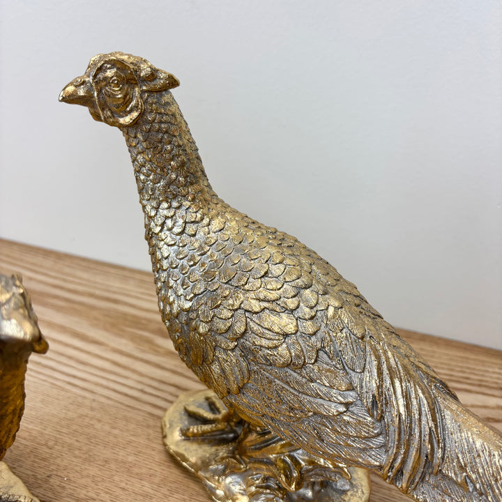 Gold Resin Pheasants - Set of 2