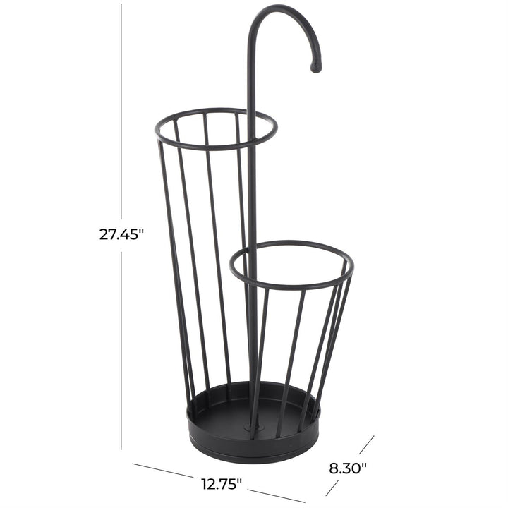 Black Metal 2 Section Umbrella Stand