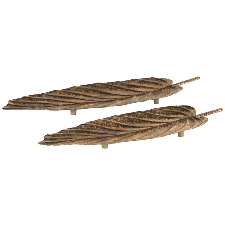 Textured Copper Leaf Tray -Set of 2
