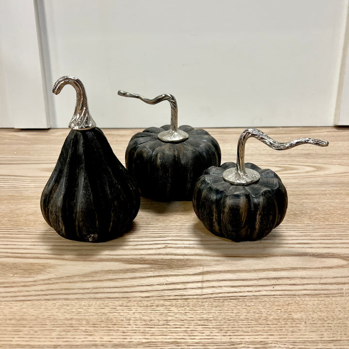Black Distressed Wooden Pumpkins