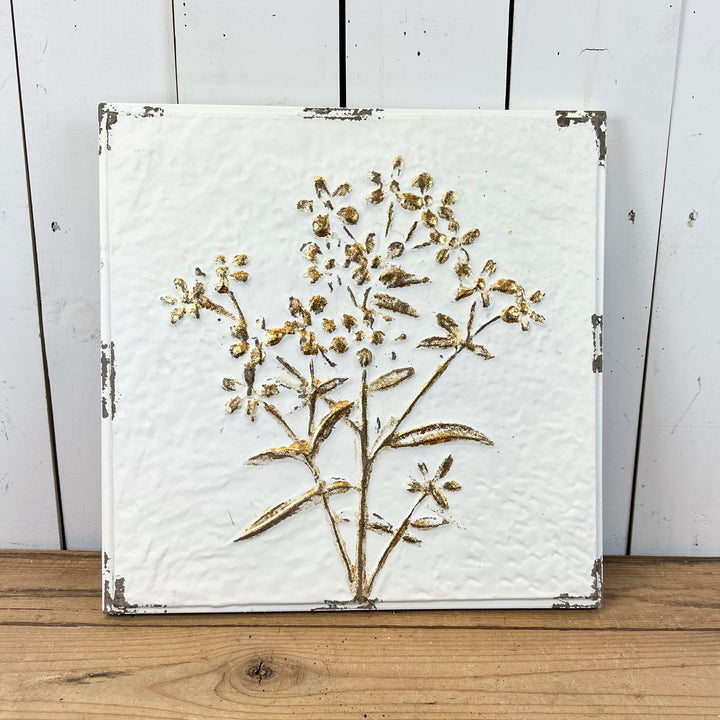 Gold & White Embossed Wall Decor