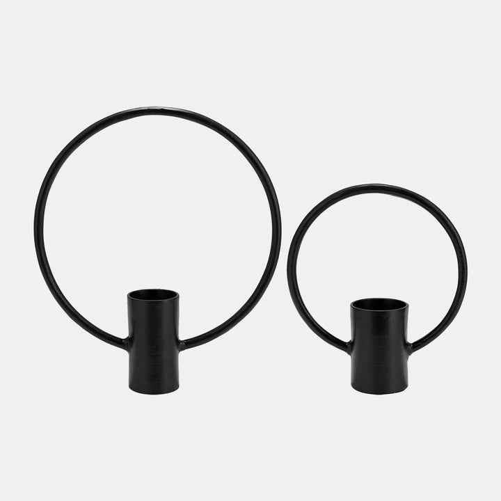 Black Circle Candle Holder, Set of 2