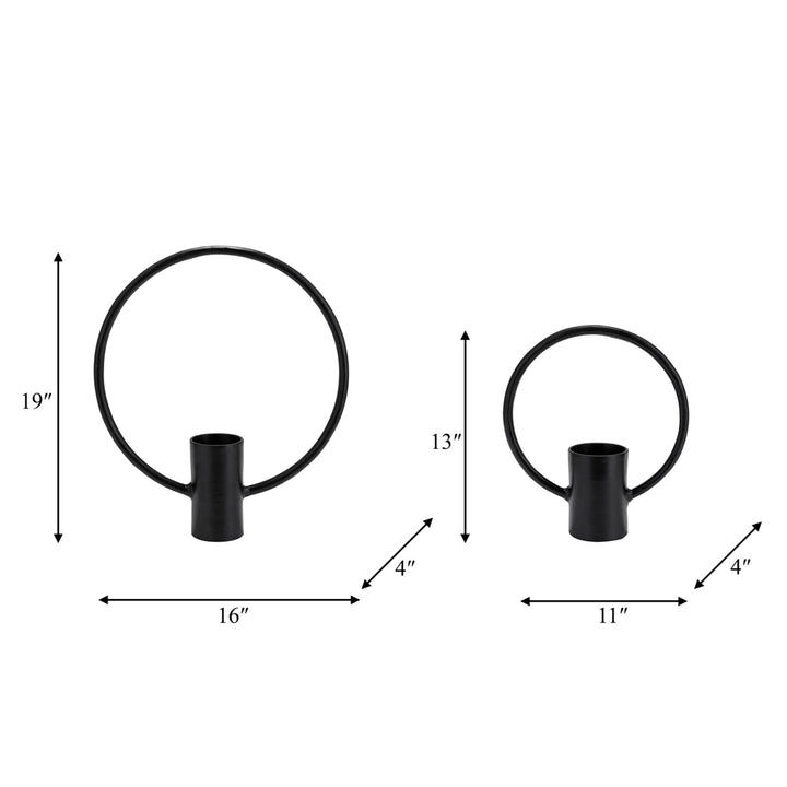 Black Circle Candle Holder, Set of 2