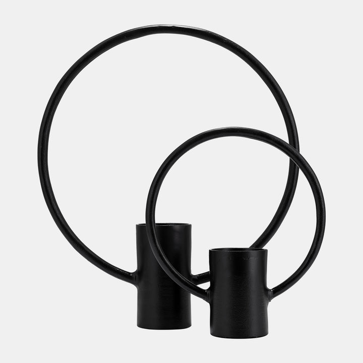 Black Circle Candle Holder, Set of 2