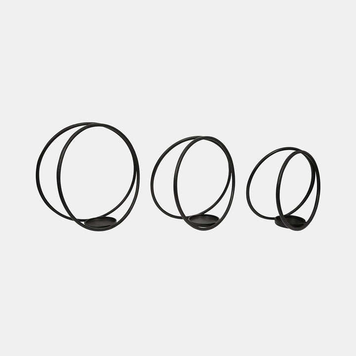 Black Double Ring Candle Holder, Three sizes