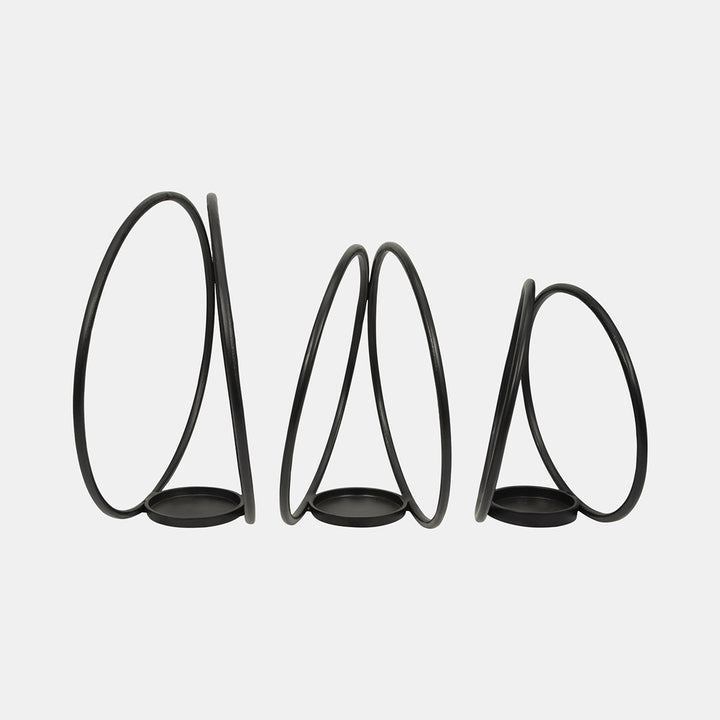 Black Double Ring Candle Holder, Three sizes