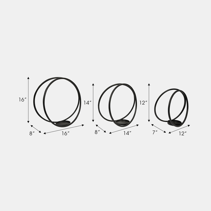 Black Double Ring Candle Holder, Three sizes