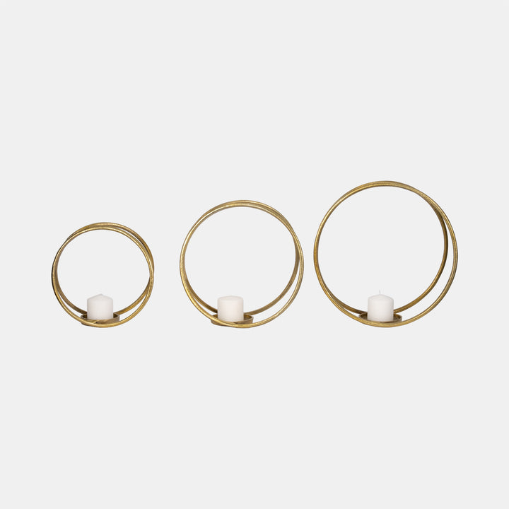 Gold Double Ring Candle Holder, Three sizes