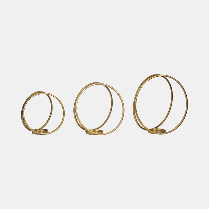 Gold Double Ring Candle Holder, Three sizes