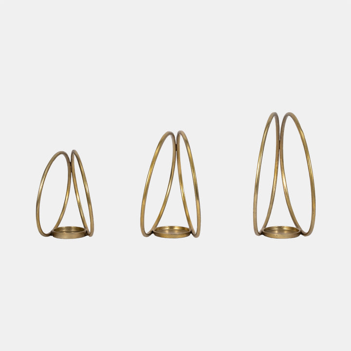 Gold Double Ring Candle Holder, Three sizes
