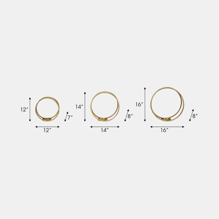 Gold Double Ring Candle Holder, Three sizes