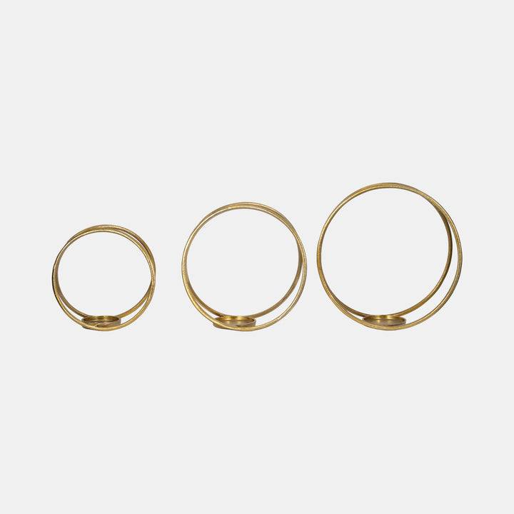 Gold Double Ring Candle Holder, Three sizes