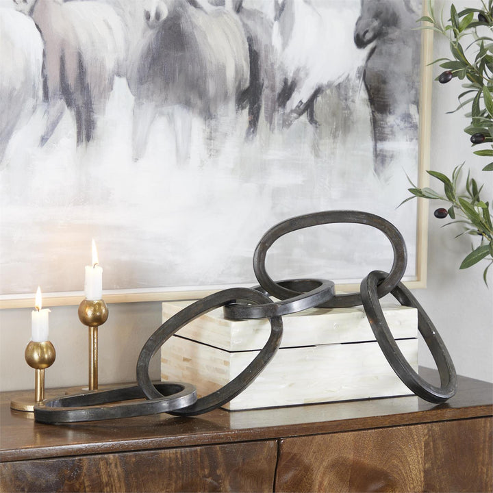 Black Metal Chain Decorative Sculpture