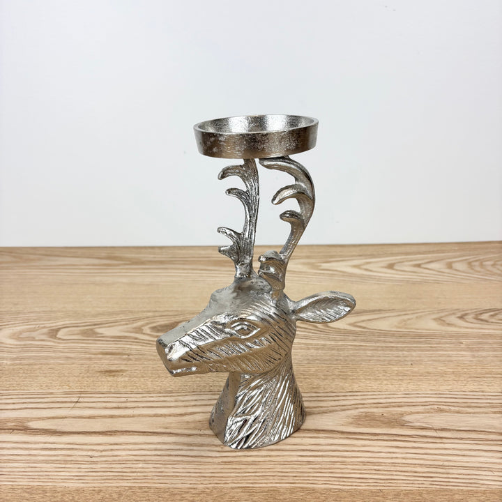 Cast Aluminum Deer Head Candle Holder