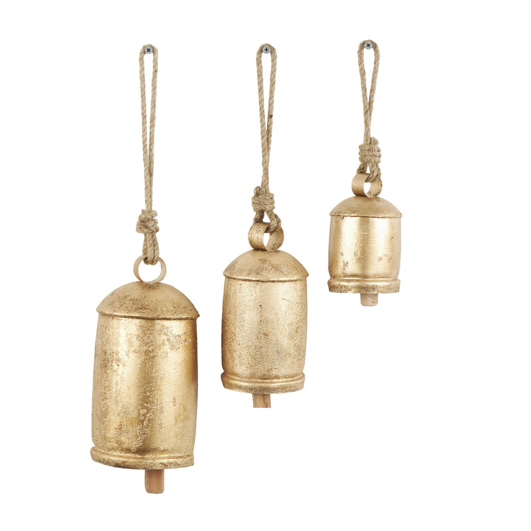 Gold Bells with Jute Rope, 3 Sizes
