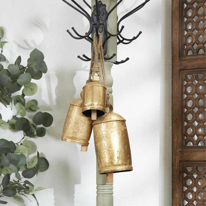 Gold Bells with Jute Rope, 3 Sizes