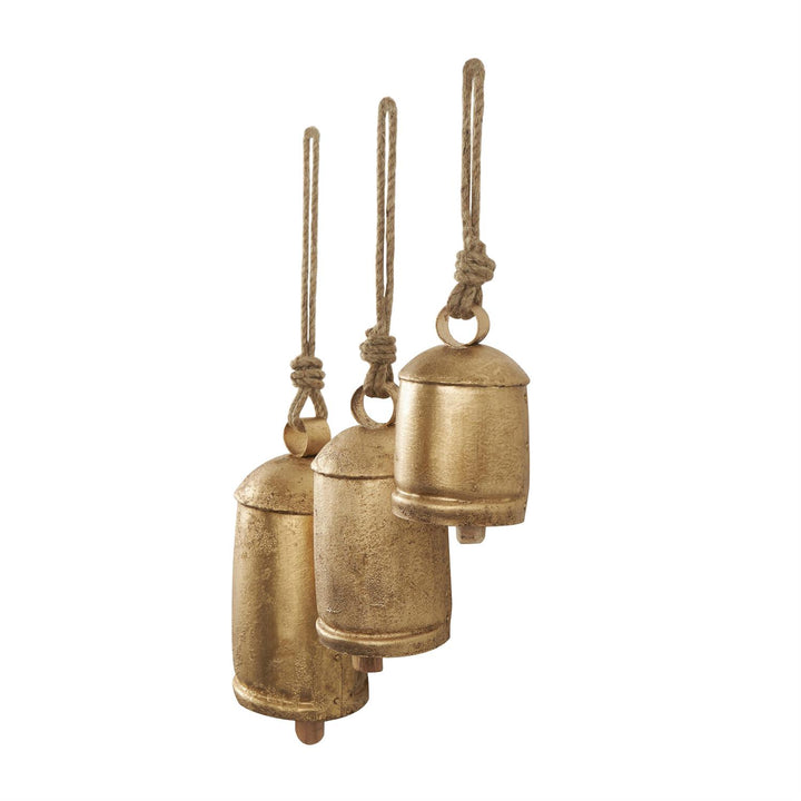 Gold Bells with Jute Rope, 3 Sizes
