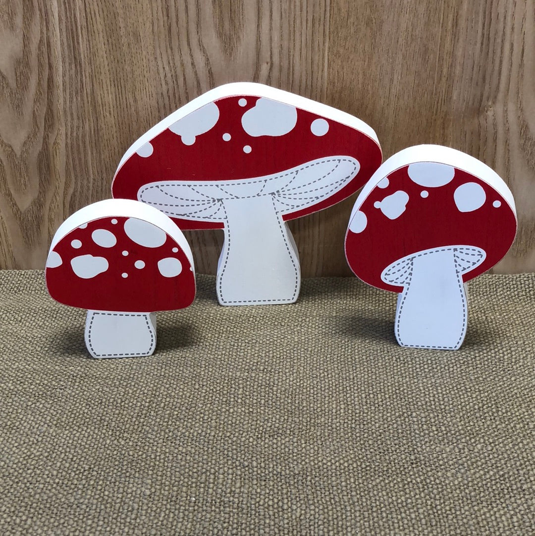 Wood Mushrooms Set Of 3