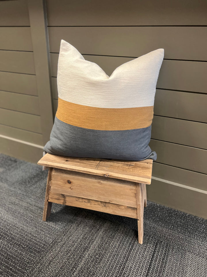 Grey, Brown and Cream Striped Pillow