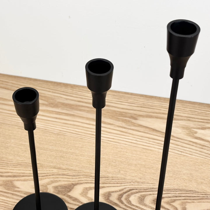 Black Modern Candlesticks - Set of 3