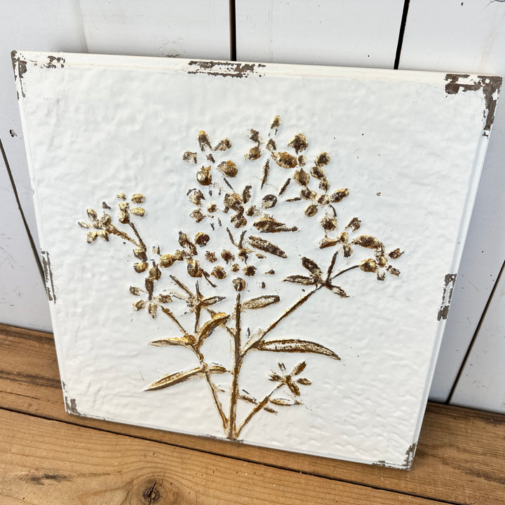 Gold & White Embossed Wall Decor