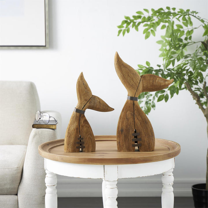 Wooden Whale Tail Sculptures - 2 Sizes