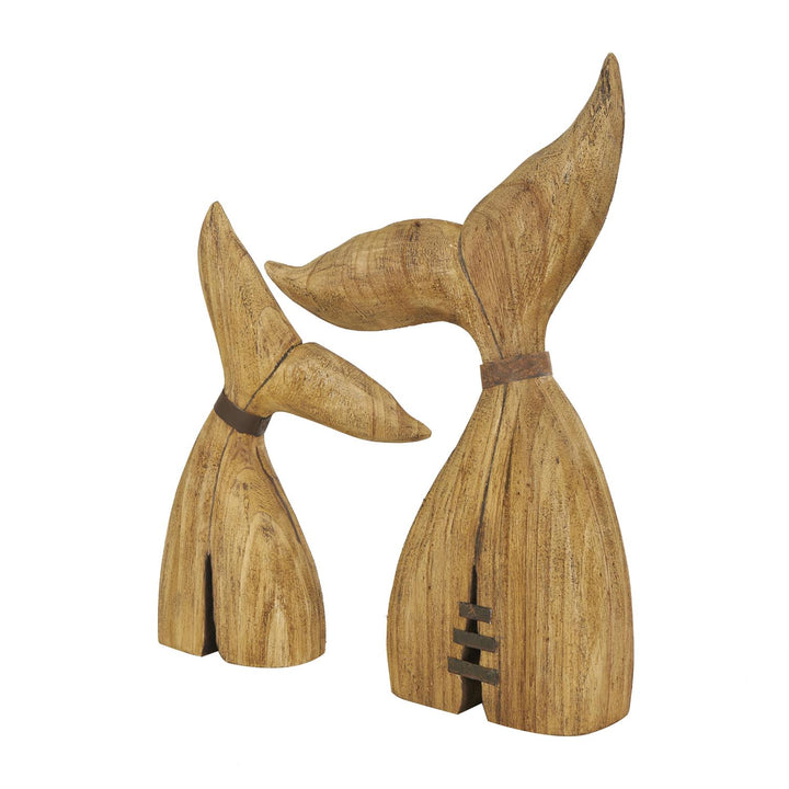 Wooden Whale Tail Sculptures - 2 Sizes