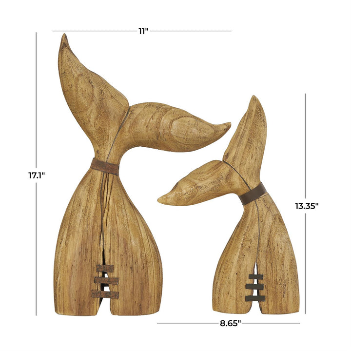 Wooden Whale Tail Sculptures - 2 Sizes