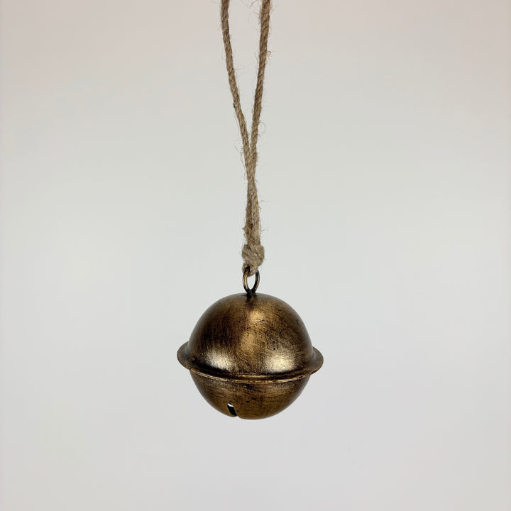 Antiqued Gold Jingle Bell Ornament - 2 Sizes