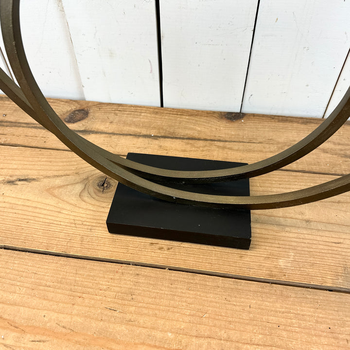 Bronze Double Metal Ring Sculpture