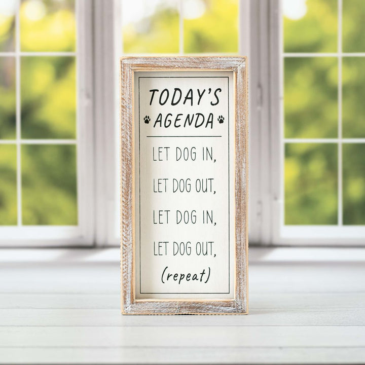 Cat Agenda/Dog Agenda Reversible Wood Framed Sign