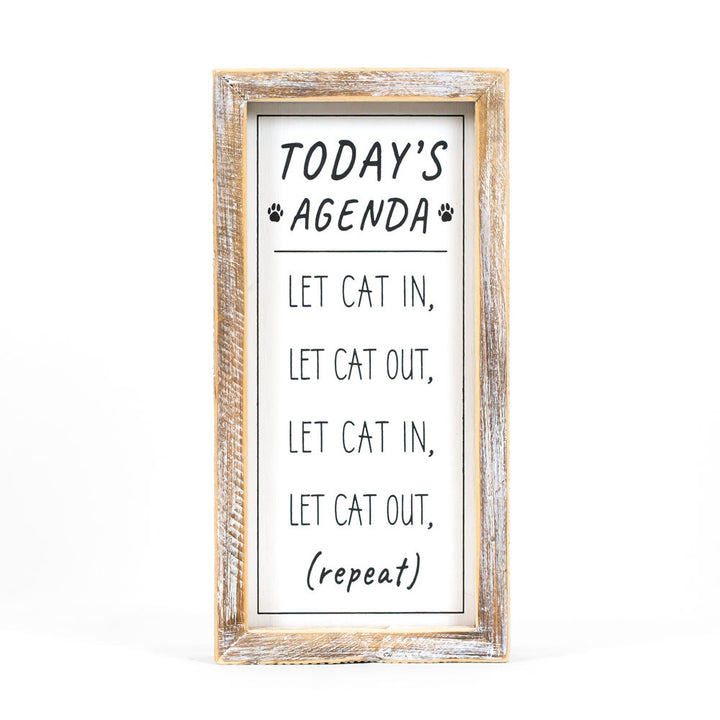 Cat Agenda/Dog Agenda Reversible Wood Framed Sign