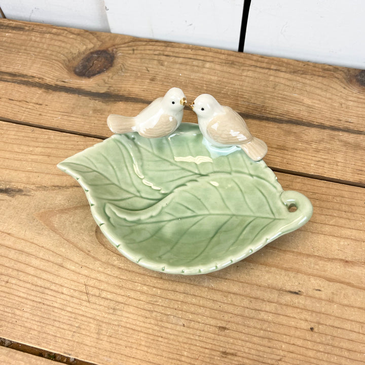 Leaf Dish with Birds