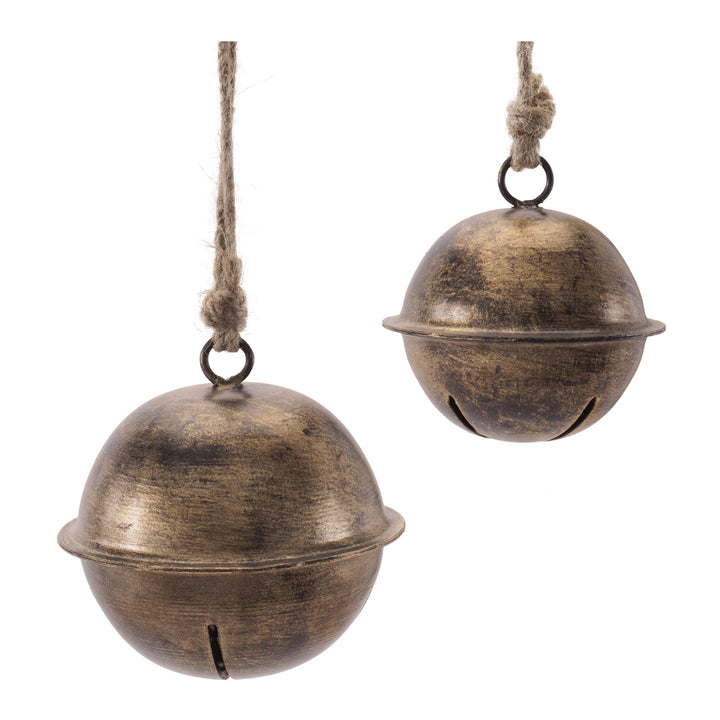 Antiqued Gold Jingle Bell Ornament - 2 Sizes