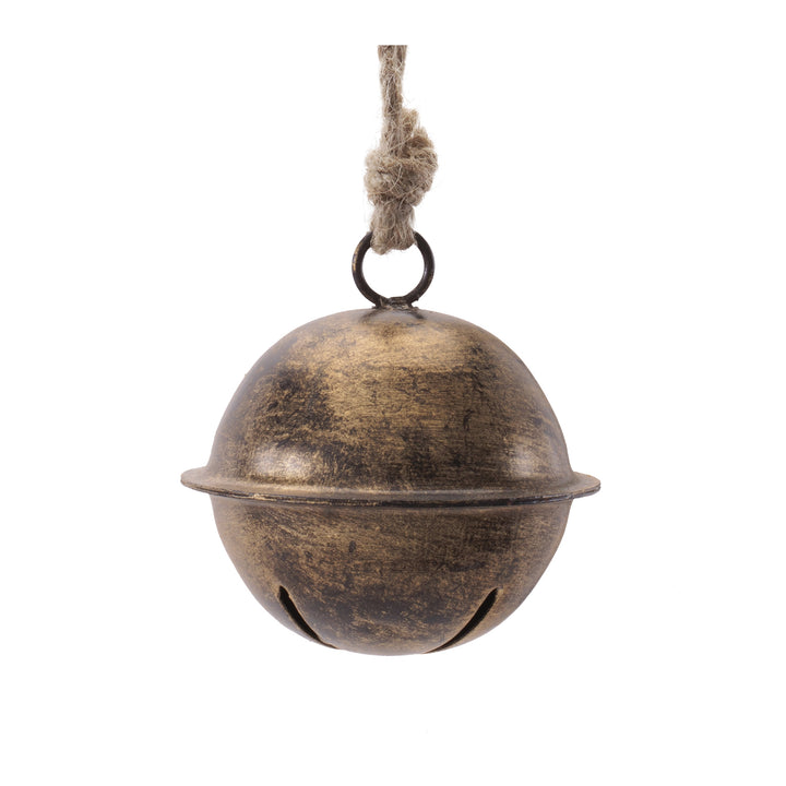 Antiqued Gold Jingle Bell Ornament - 2 Sizes