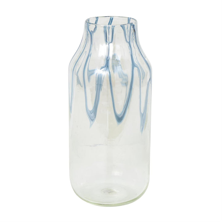 Abstract Glass Vase with Wavy Blue Design - 3 Sizes