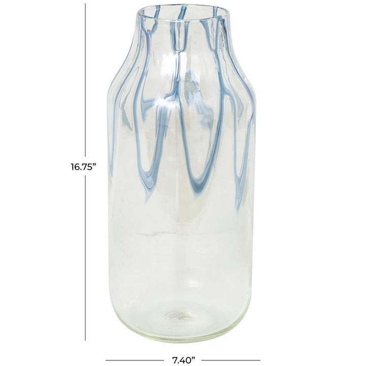Abstract Glass Vase with Wavy Blue Design - 3 Sizes