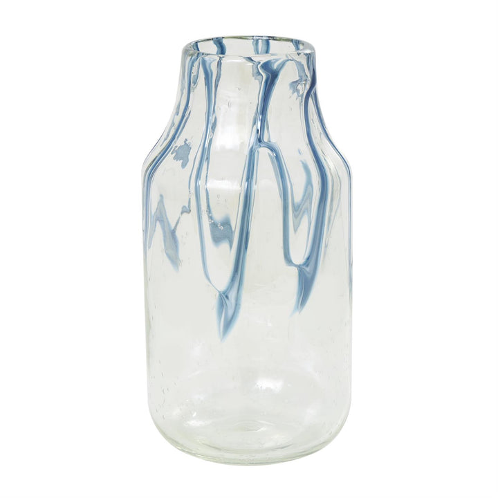 Abstract Glass Vase with Wavy Blue Design - 3 Sizes