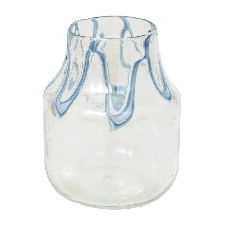 Abstract Glass Vase with Wavy Blue Design - 3 Sizes