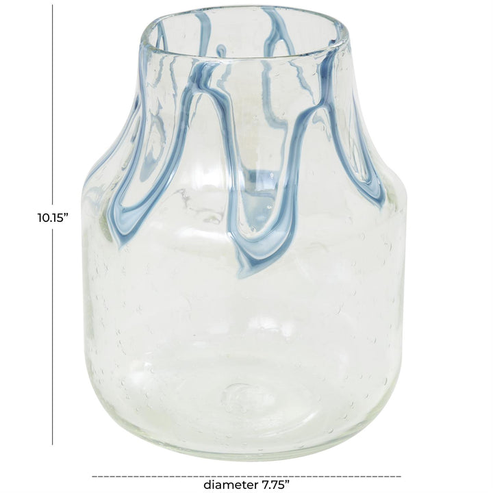 Abstract Glass Vase with Wavy Blue Design - 3 Sizes