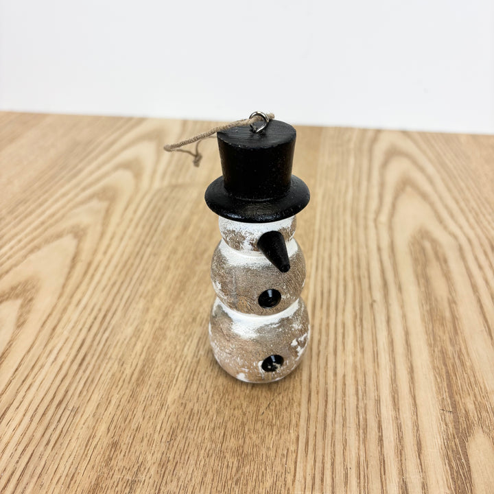 Carved Snowman Ornament