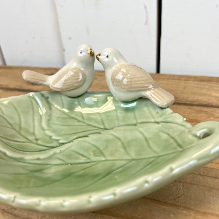 Leaf Dish with Birds