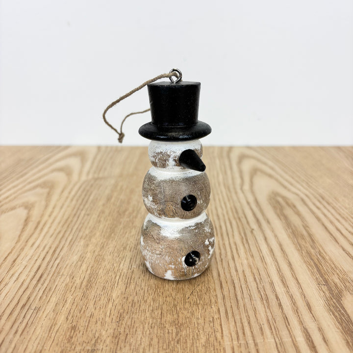 Carved Snowman Ornament