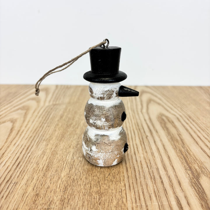 Carved Snowman Ornament