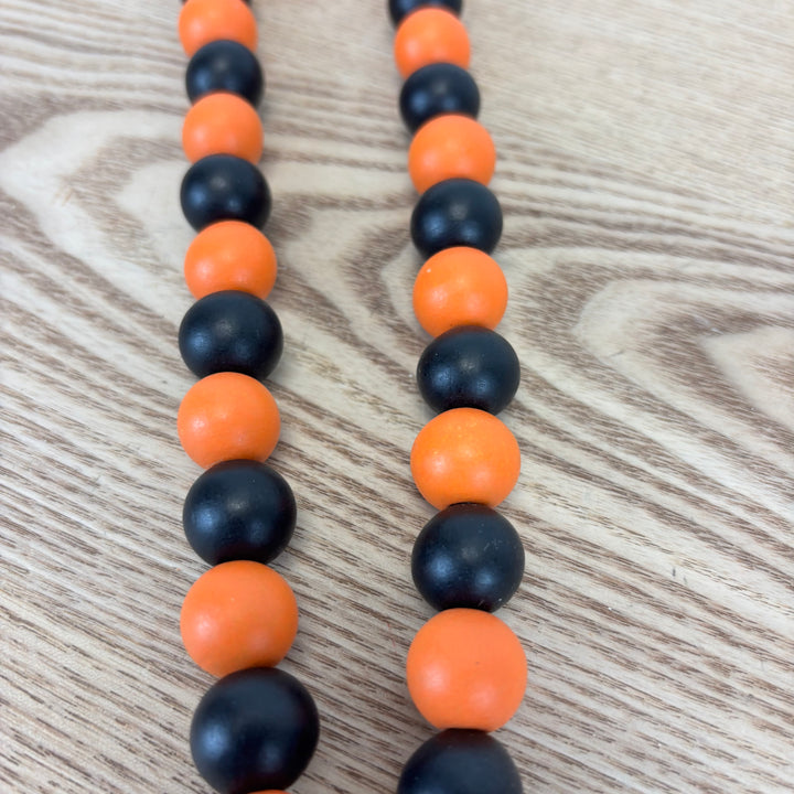 Black & Orange Bead Loop with Tassel
