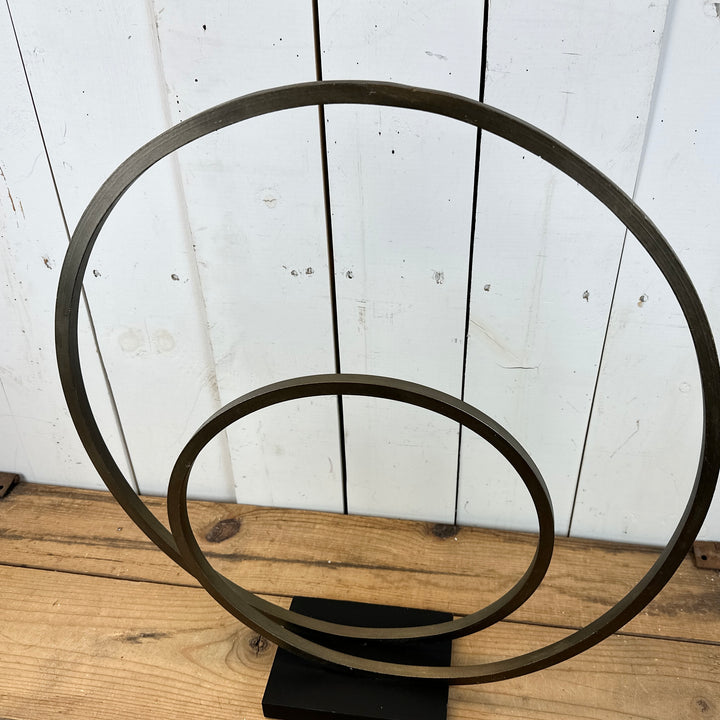Bronze Double Metal Ring Sculpture