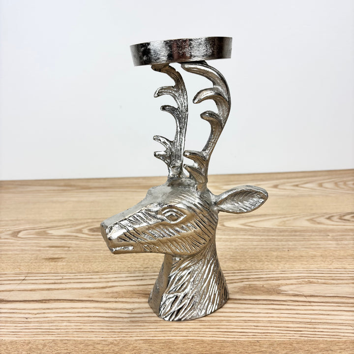 Cast Aluminum Deer Head Candle Holder