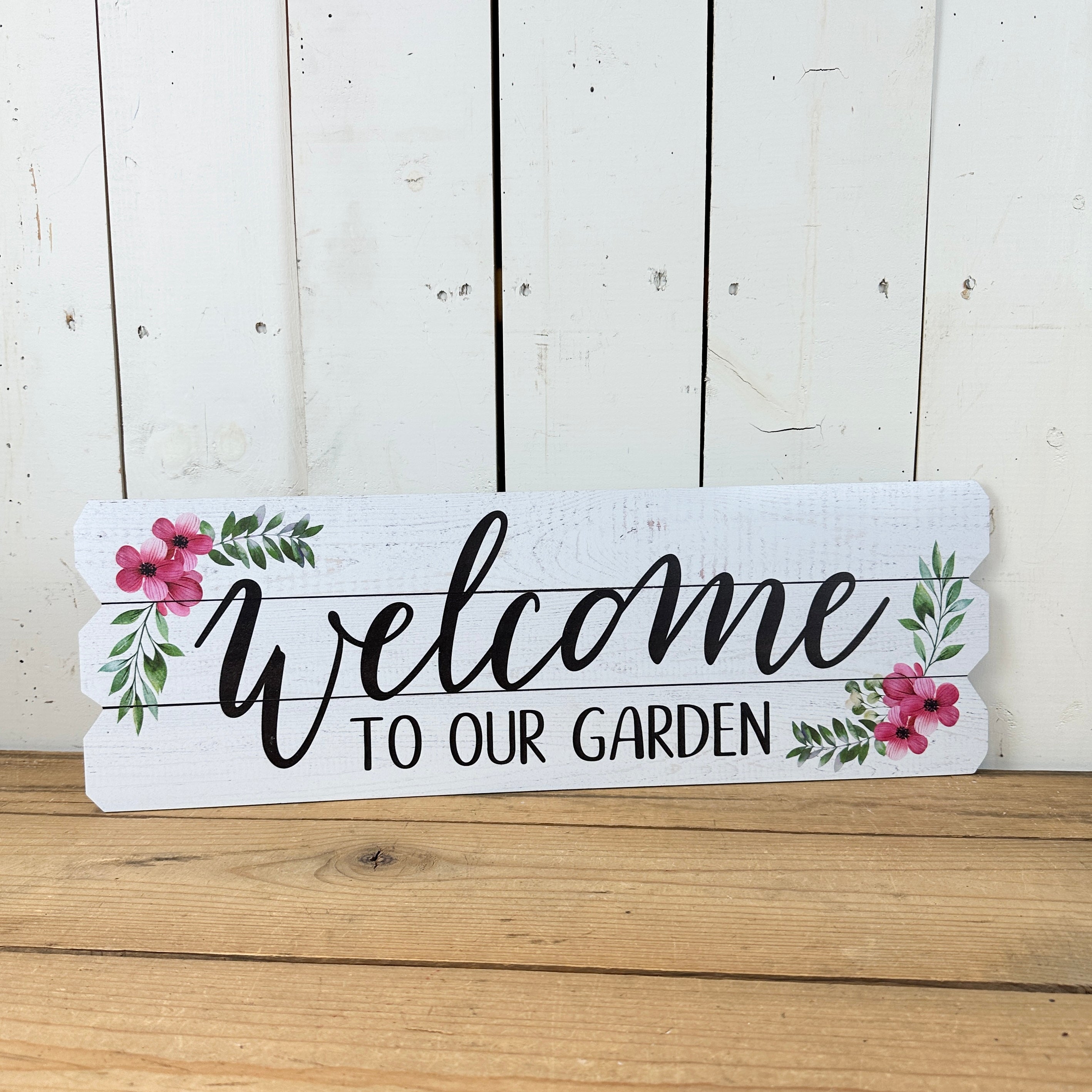 NO 48三角屋根　welcome MY Garden 5段　ブラウン Welcome to Our Garden” Wood Sign – Prairie in Bloom