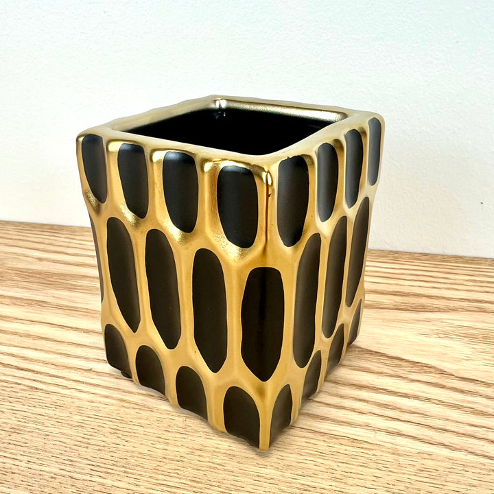 Black & Gold Ceramic Pen Holder