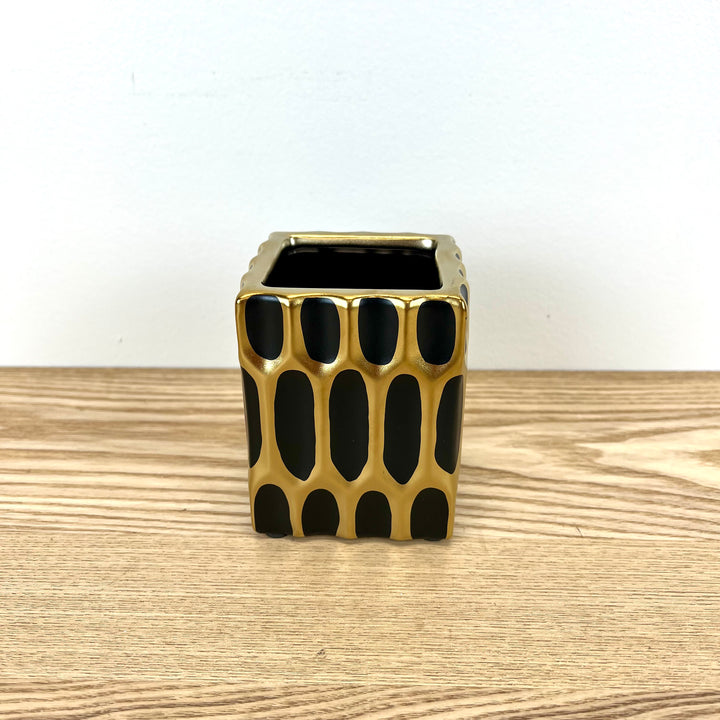 Black & Gold Ceramic Pen Holder